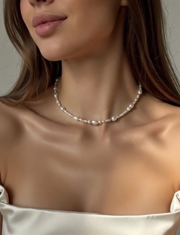 Exquisite mixed pearls choker