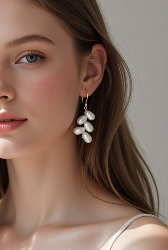 Luminous pearl earrings