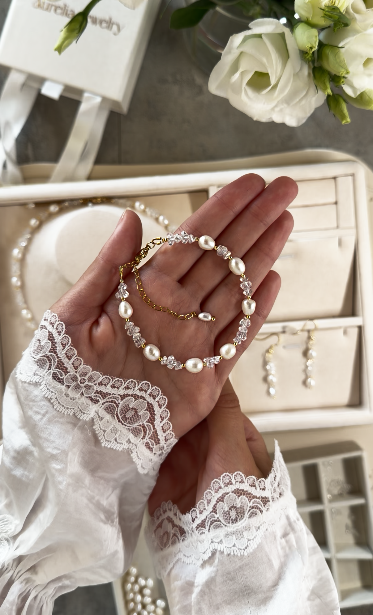Adele crystal pearl bracelet